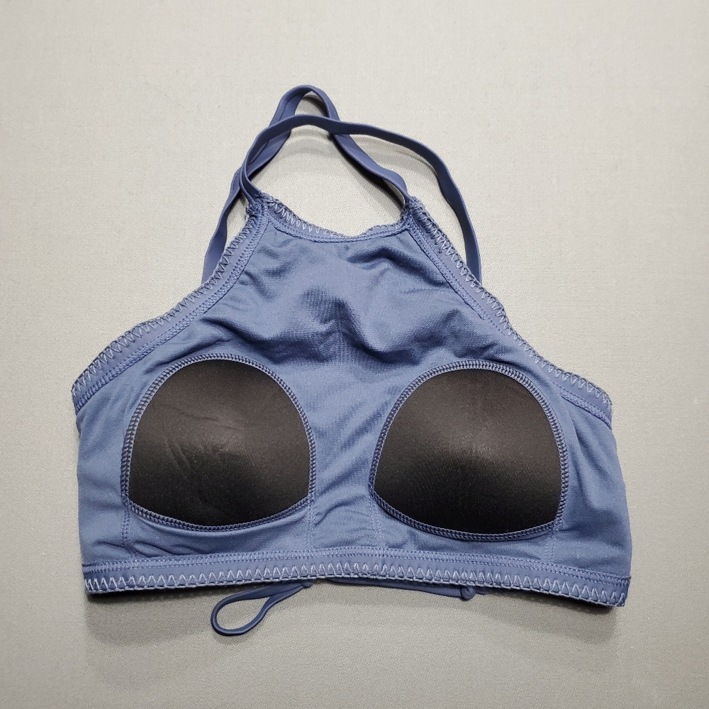 NWT Crochet High Neck Bikini Top Blue Swimsuit - Picture 6 of 7